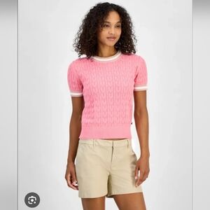 Pink Cable Knit Women's Top